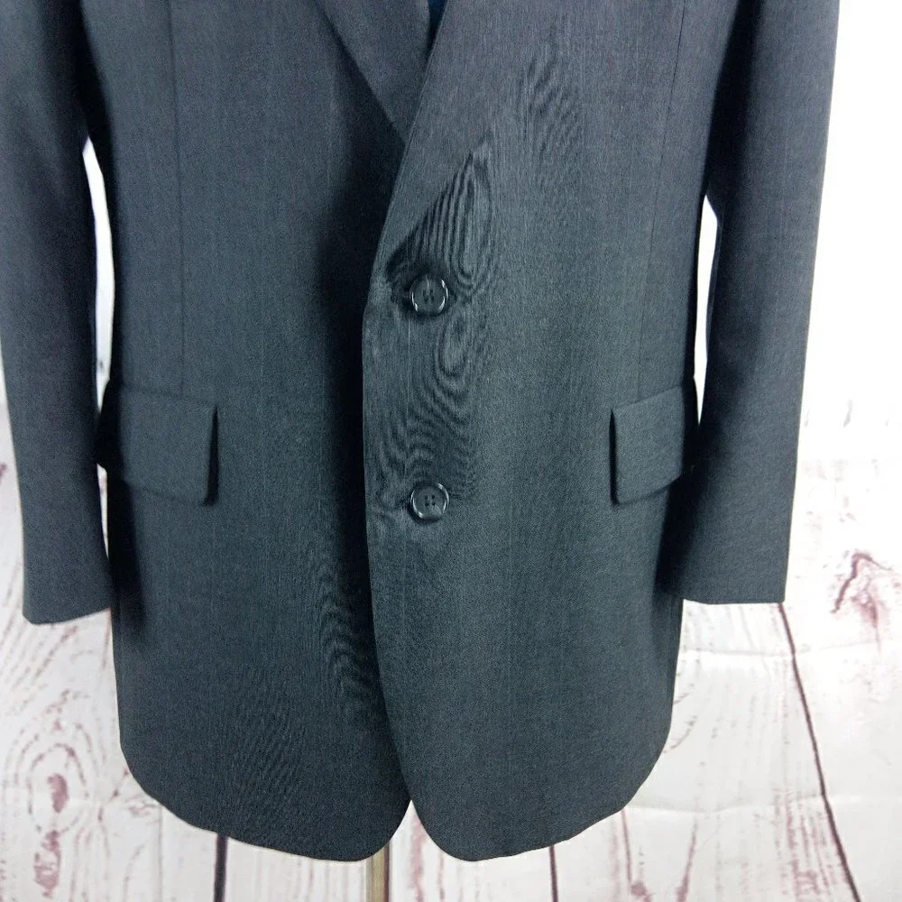 Hart Schaffner Marx Custom Made 44R Charcoal Striped Suit Blazer Sport Coat